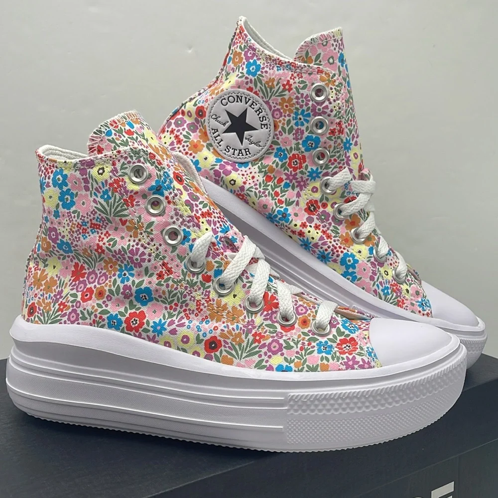 Converse WMNS Platform Sneakers A14968C CTAS MOVE HI WHITE/CACTUS BUD